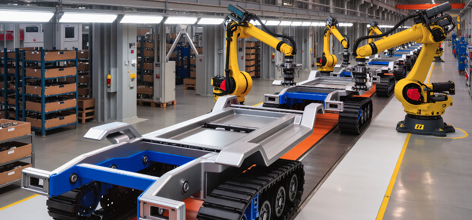 Sähkökäyttöinen Robotin alustalle